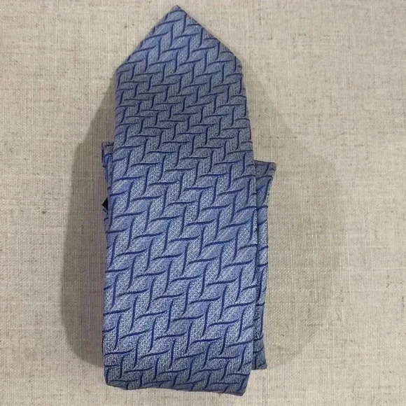 MISSONI Tie 100% Silk Necktie ITALY Designer STRIPED Soft Blue and White - Picture 1 of 6